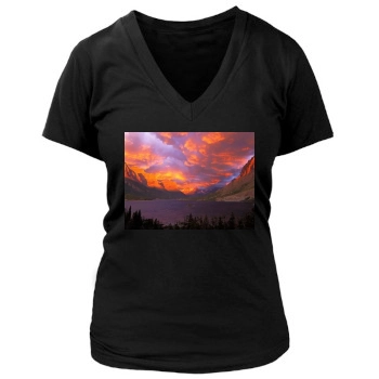 Mountains Women's Deep V-Neck TShirt