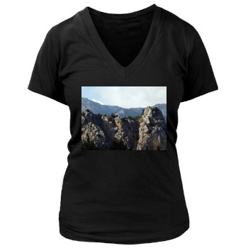 Mountains Women's Deep V-Neck TShirt