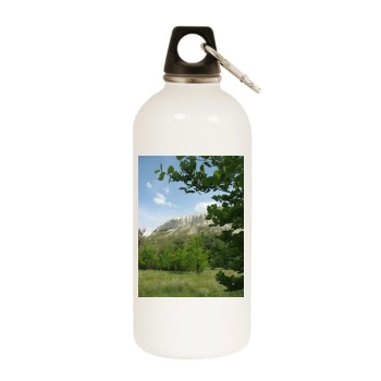 Mountains White Water Bottle With Carabiner