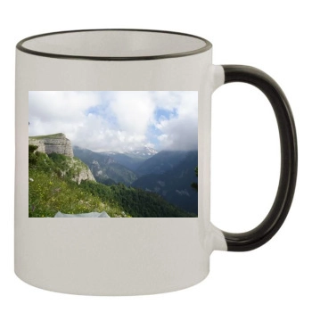 Mountains 11oz Colored Rim & Handle Mug