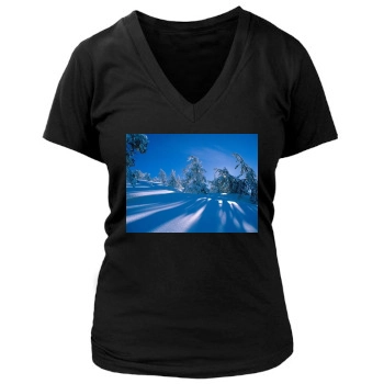 Mountains Women's Deep V-Neck TShirt