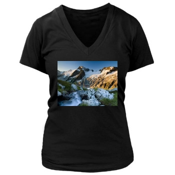 Mountains Women's Deep V-Neck TShirt