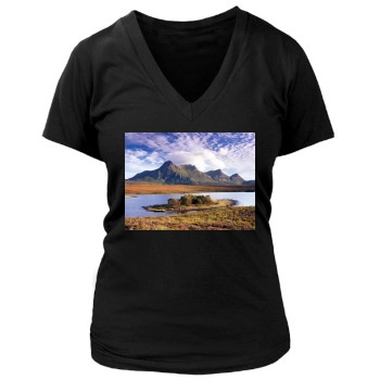 Mountains Women's Deep V-Neck TShirt