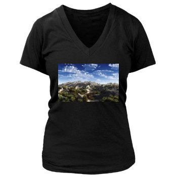 Mountains Women's Deep V-Neck TShirt