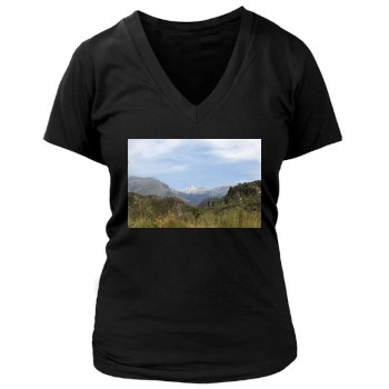 Mountains Women's Deep V-Neck TShirt