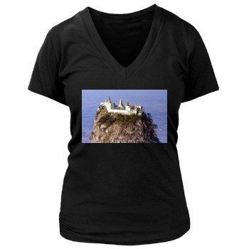 Mountains Women's Deep V-Neck TShirt