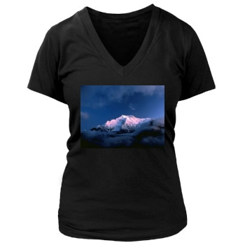 Mountains Women's Deep V-Neck TShirt