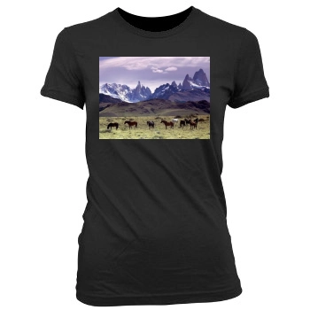 Mountains Women's Junior Cut Crewneck T-Shirt