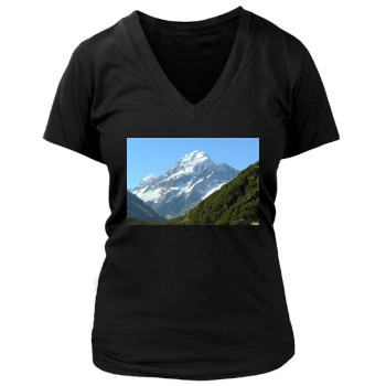 Mountains Women's Deep V-Neck TShirt