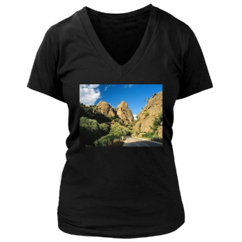 Mountains Women's Deep V-Neck TShirt