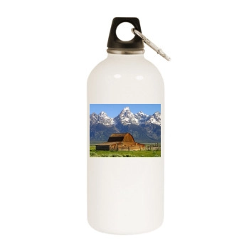 Mountains White Water Bottle With Carabiner