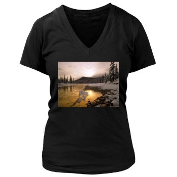 Mountains Women's Deep V-Neck TShirt