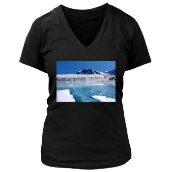 Mountains Women's Deep V-Neck TShirt