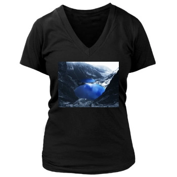 Mountains Women's Deep V-Neck TShirt