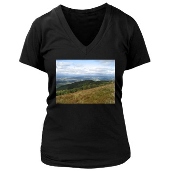 Mountains Women's Deep V-Neck TShirt