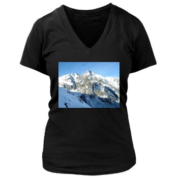 Mountains Women's Deep V-Neck TShirt