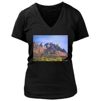 Mountains Women's Deep V-Neck TShirt