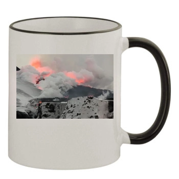 Volcanoes 11oz Colored Rim & Handle Mug