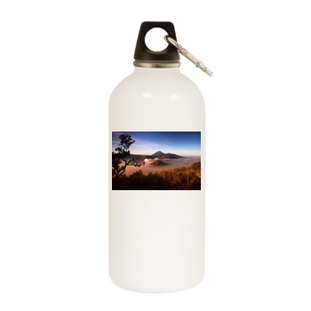 Volcanoes White Water Bottle With Carabiner