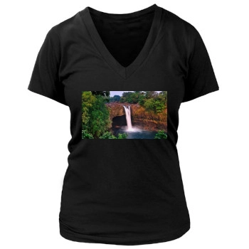 Waterfalls Women's Deep V-Neck TShirt