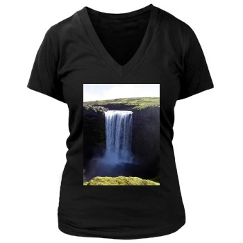 Waterfalls Women's Deep V-Neck TShirt