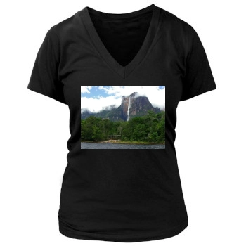 Waterfalls Women's Deep V-Neck TShirt