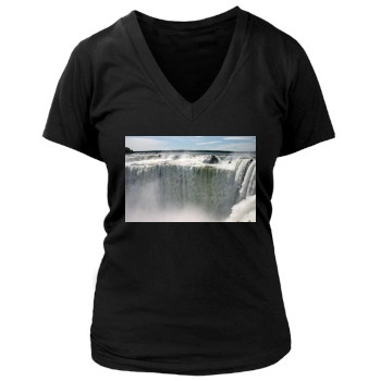 Waterfalls Women's Deep V-Neck TShirt