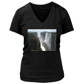 Waterfalls Women's Deep V-Neck TShirt