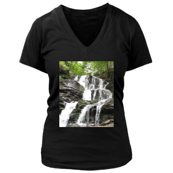 Waterfalls Women's Deep V-Neck TShirt