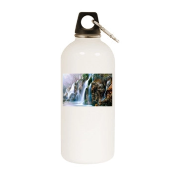 Waterfalls White Water Bottle With Carabiner