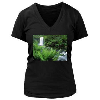 Waterfalls Women's Deep V-Neck TShirt