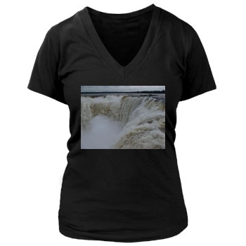 Waterfalls Women's Deep V-Neck TShirt