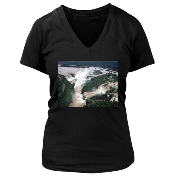 Waterfalls Women's Deep V-Neck TShirt