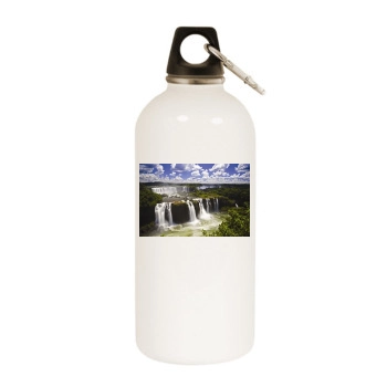 Waterfalls White Water Bottle With Carabiner