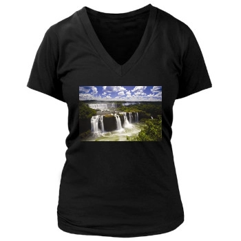 Waterfalls Women's Deep V-Neck TShirt