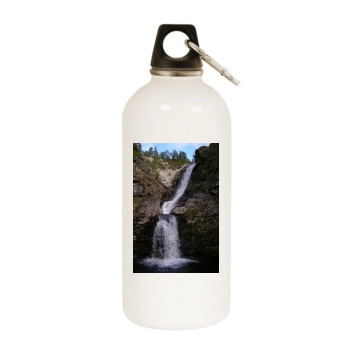 Waterfalls White Water Bottle With Carabiner