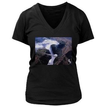 Waterfalls Women's Deep V-Neck TShirt