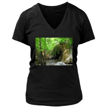 Waterfalls Women's Deep V-Neck TShirt