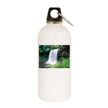 Waterfalls White Water Bottle With Carabiner