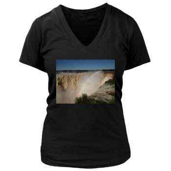 Waterfalls Women's Deep V-Neck TShirt