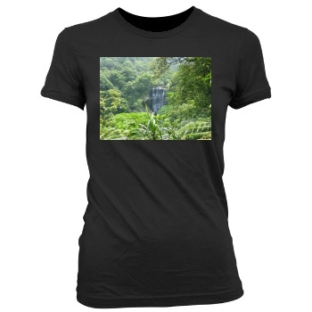 Waterfalls Women's Junior Cut Crewneck T-Shirt