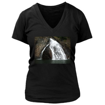 Waterfalls Women's Deep V-Neck TShirt