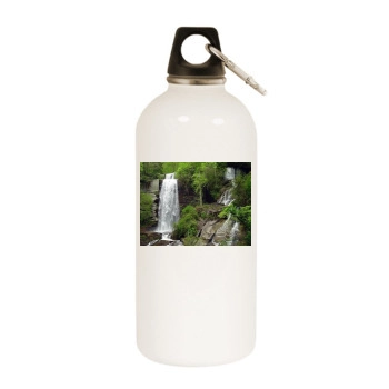 Waterfalls White Water Bottle With Carabiner