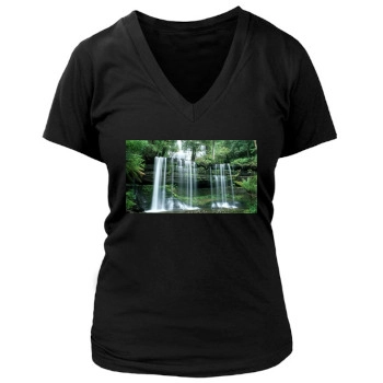 Waterfalls Women's Deep V-Neck TShirt