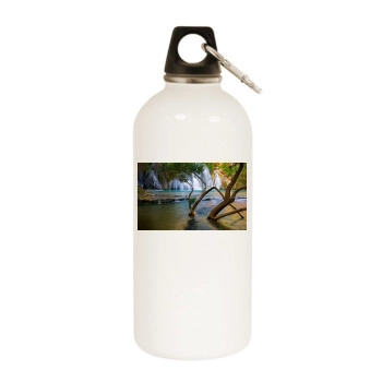 Waterfalls White Water Bottle With Carabiner