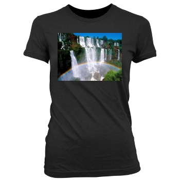 Waterfalls Women's Junior Cut Crewneck T-Shirt