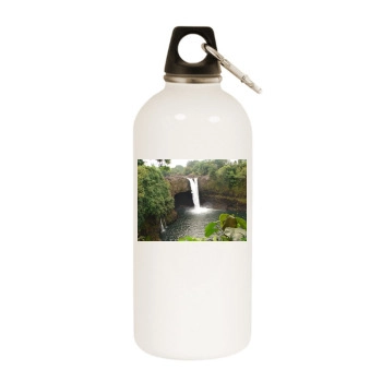 Waterfalls White Water Bottle With Carabiner