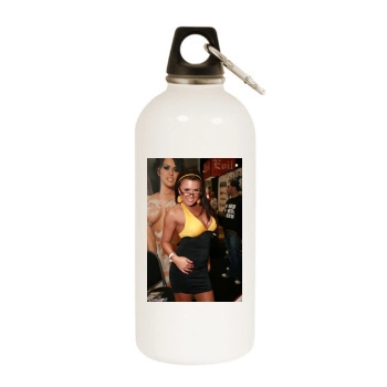 Eva Angelina White Water Bottle With Carabiner