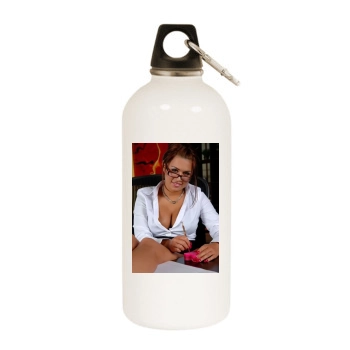 Eva Angelina White Water Bottle With Carabiner