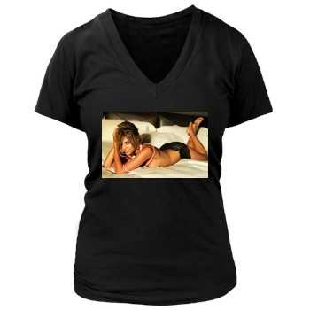 Eva Mendes Women's Deep V-Neck TShirt